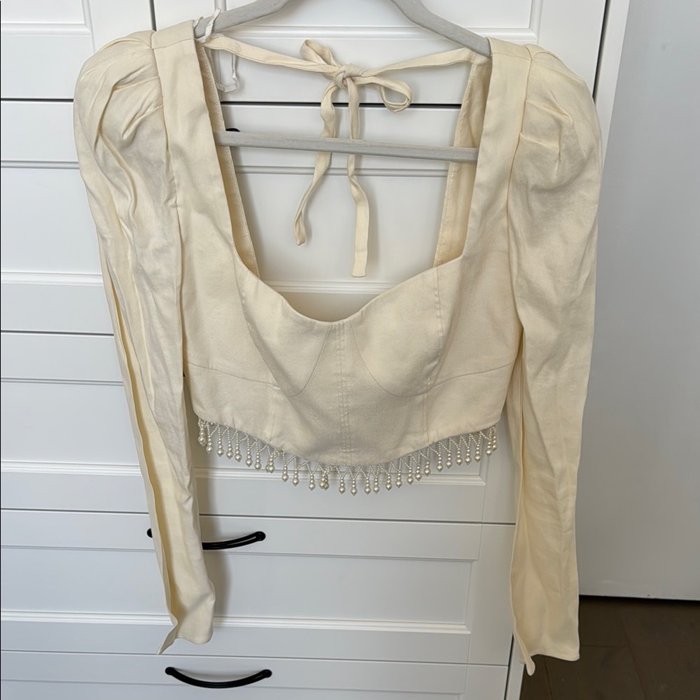 LPA Opal Beaded Fringe Trim Corset Top
